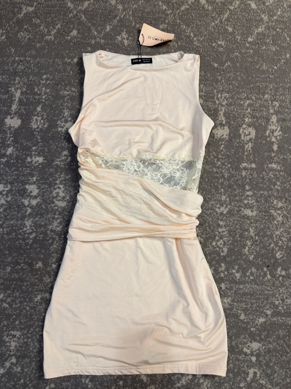 Sleeveless Lace-Trim Mini Dress in Light Pink